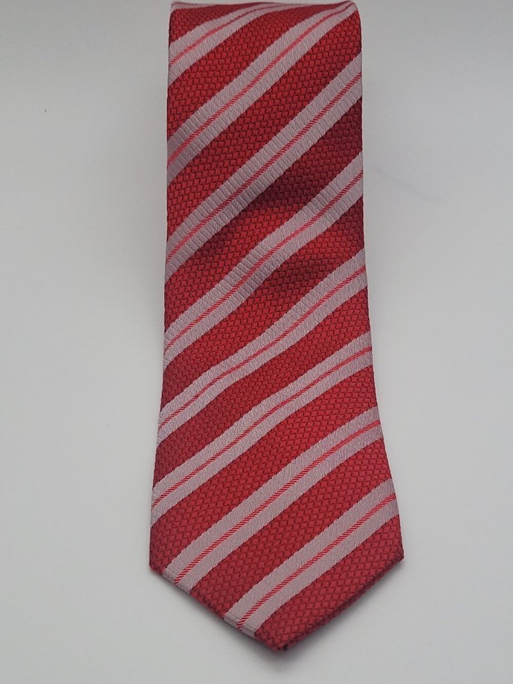 Daniel Dolce Pure Silk Striped Red Gray Men's Tie Woven Classic Italy